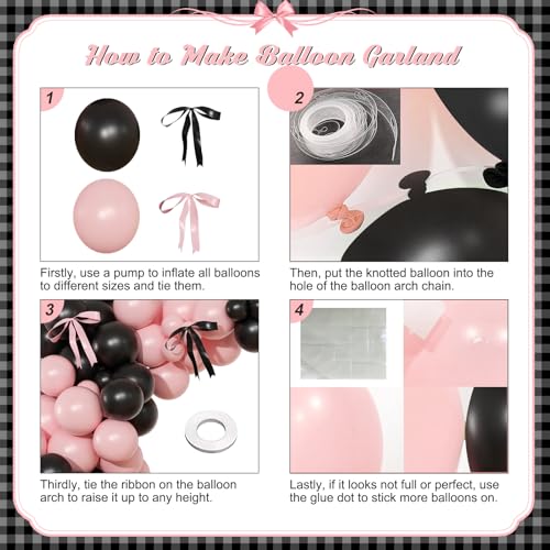 141-Piece Pink and Black Balloon Arch Kit for Celebrations