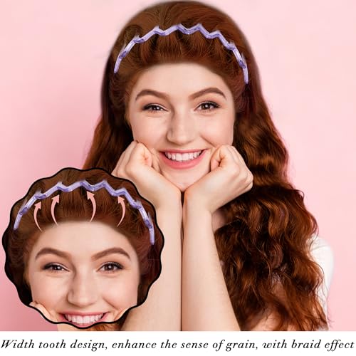 Duufin 20 Colorful Plastic Zig Zag Headbands for Women & Girls