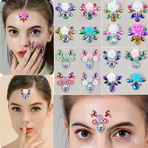 RUSTAMM Rainbow Rhinestone Tattoo Stickers for Face & Body