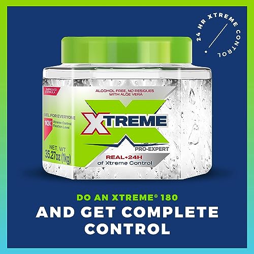 Xtreme Pro-Expert Alcohol-Free Hair Gel Pack of 2, 35.27 Oz Each - Strong Hold & Shine