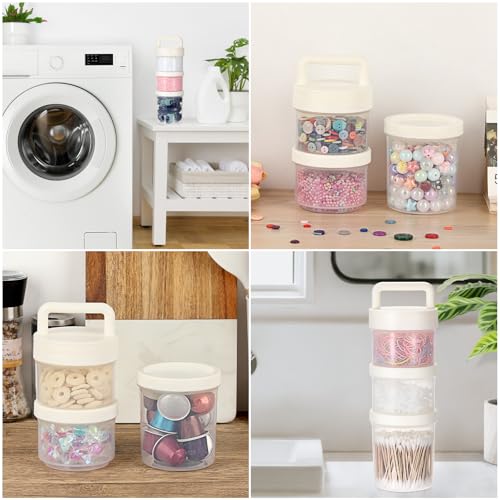 White Portable Laundry Detergent Dispenser with Handle, Large Stackable Storage