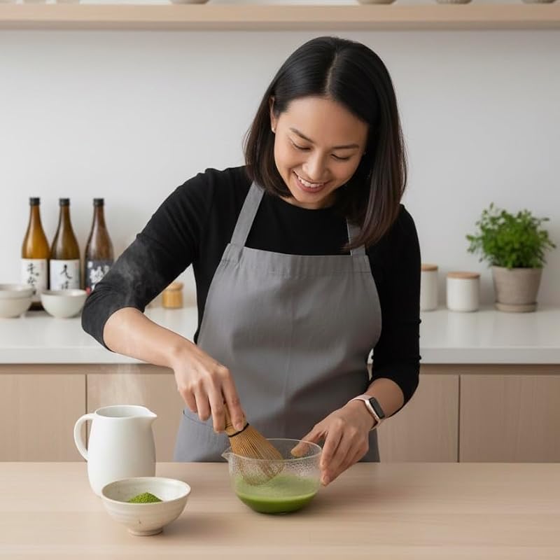 Premium Clear Textured Glass Matcha Bowl with Spout - 15oz