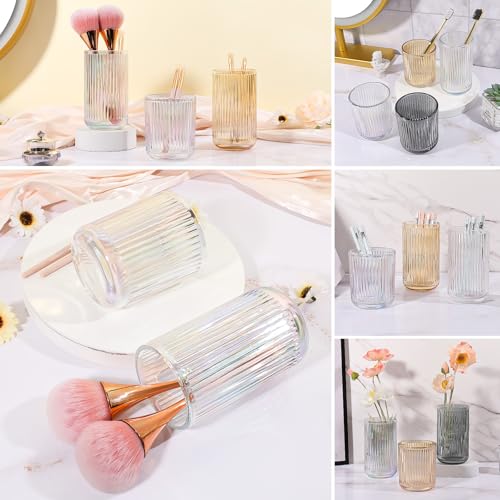 DASITON Colorful Crystal Glass Makeup Brush Holder Organizer, Vanity & Bathroom Storage