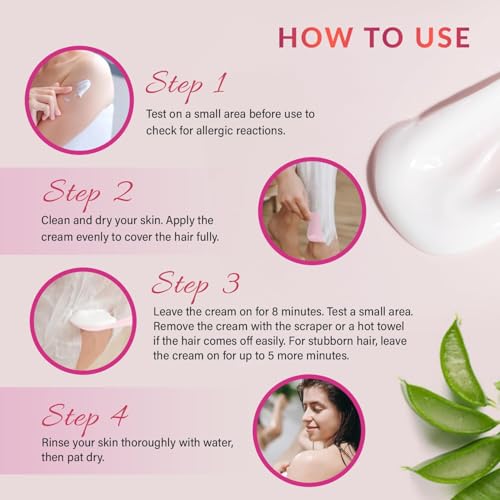 Hair Removal Cream for Women: Painless Depilatory Cream - Sensitive Hair Removal Cream for Body Legs Arms Underarm Bikini Intimate Areas with Aloe Vera and Vitamin E - Hair Remover for Women - 5.3 oz