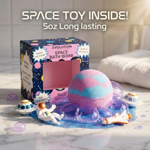 EvolutionUSA Space Bath Bomb for Kids with Surprise Toy Inside