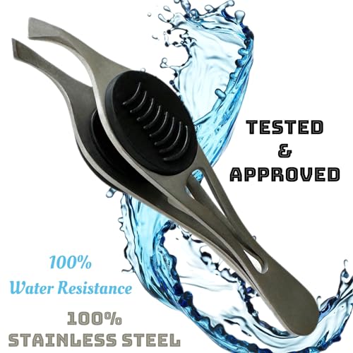 ALAZCO Slanted Tip Eyebrow Tweezers - Non-Slip Stainless Steel