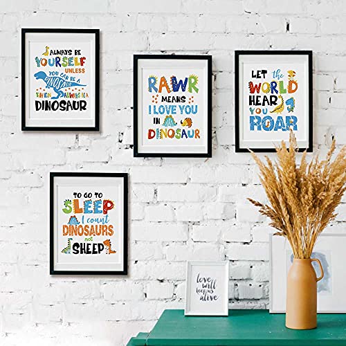 Inspirational Dinosaur Wall Art Set for Kids - Unframed 8"x10" Prints