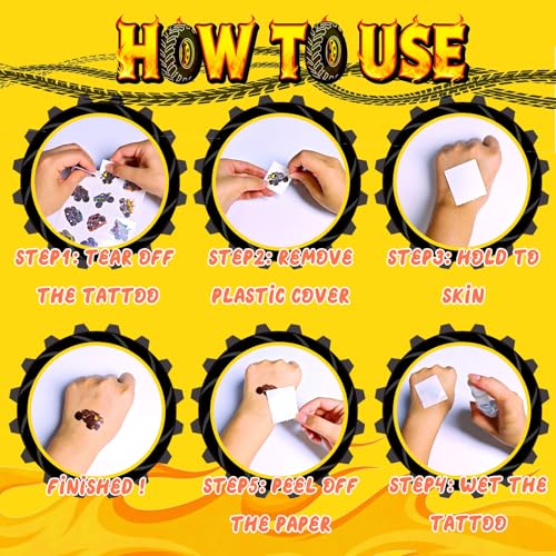 120 PCS Monster Truck Temporary Tattoos for Kids - Fun Party Favors