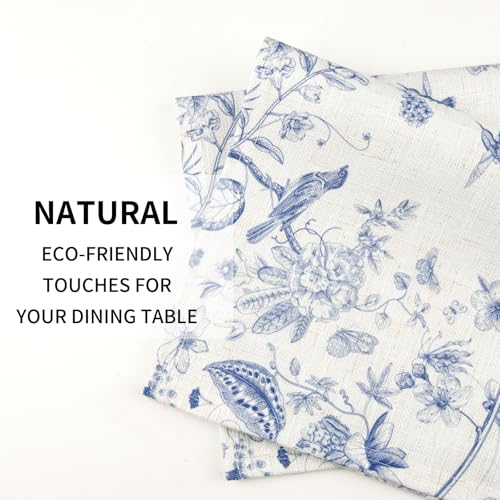 Boho Linen Placemats Set of 4 | 12x18 Inch Washable Table Mats