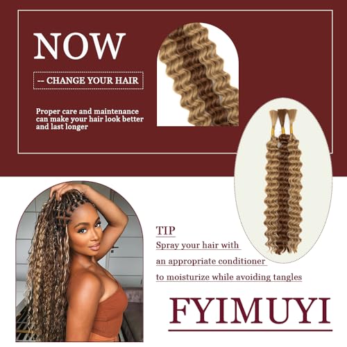 24 Inch Deep Wave Braiding Hair Bulk #27/30 - 6 Bundles for Boho & Faux Braids