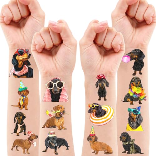Dachshund Dog Birthday Party Decorations - 108 Temporary Tattoos Supplies