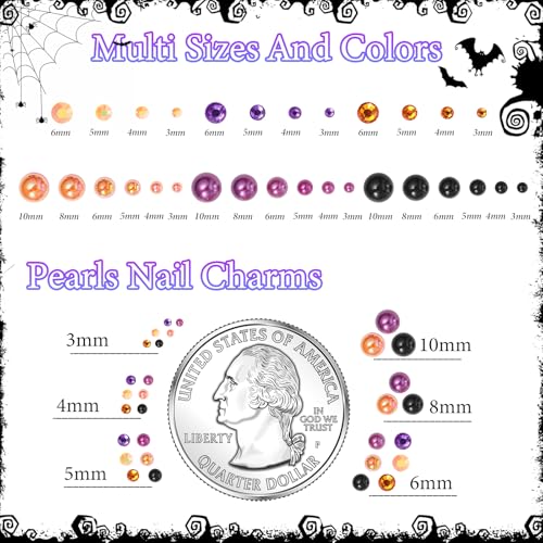 Halloween Pearl and Rhinestone Craft Embellishments - 60g Mix of Colored Pearls & Resin Gems