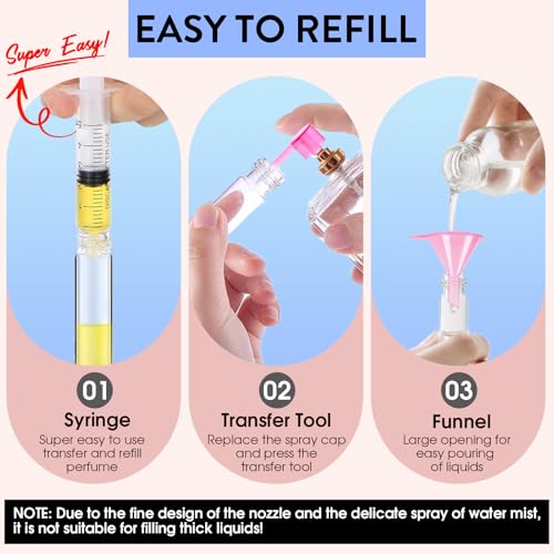 3-Pack Travel Perfume Atomizer Spray Bottles - Refillable & Portable