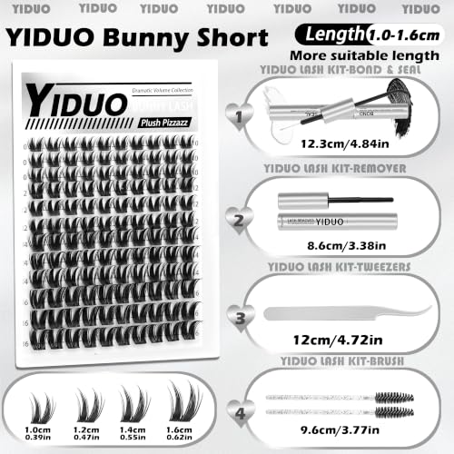 YIDUO Bunny Manga Lash Clusters Kit - Wet Look Fairy Wispy Eyelash Extensions