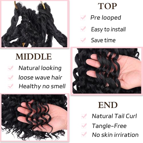 XTREND 14 Inch Ocean Wave Crochet Hair 8 Packs Pre-Looped Deep Twist Water Wave Synthetic Braiding for Women