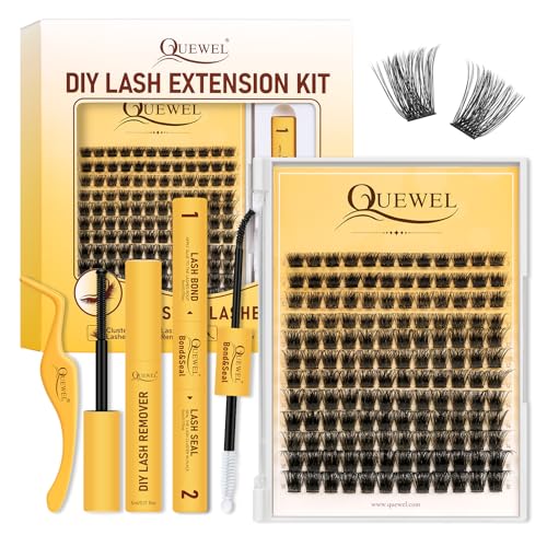 QUEWEL Lash Clusters Kit Mix 8-16 Lengths Natural Look with Applicator & Remover (H01-MIX9-16)