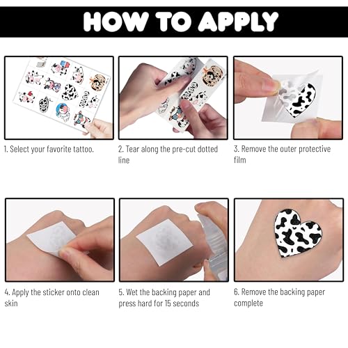96PCS Cow Temporary Tattoos for Kids - Farm Animal Party Favors