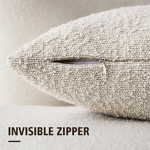Cozy Boucle Throw Pillow Cover - 12x20 Inch Light Beige Accent