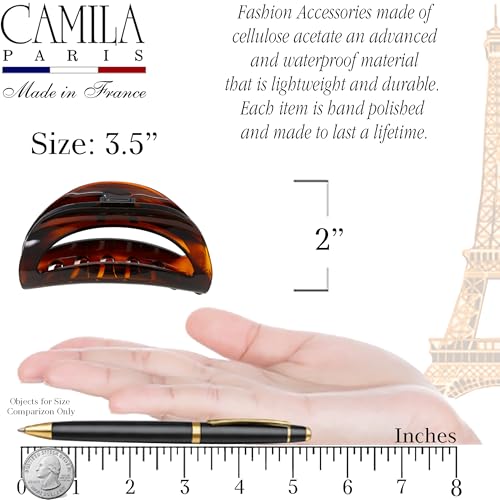 Camila Paris 3.5-Inch French Hair Claw Clip for Thick Hair, Tortoise Shell