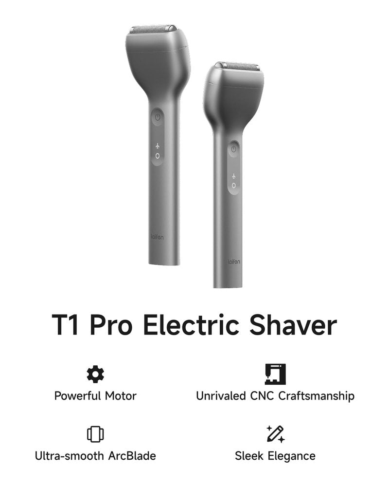 Laifen T1 Pro 1-Blade Electric Shaver - Stubble Edition, Gentle Daily Shaver for Short and Sparse Beard, 12,000 Cuts/Min, 120-Min Runtime, Wet & Dry Razor, IPX7 Waterproof (Space Gray)