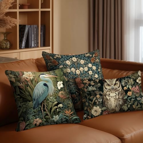William Morris Inspired Floral Pillow Cover, 18x18 Inch