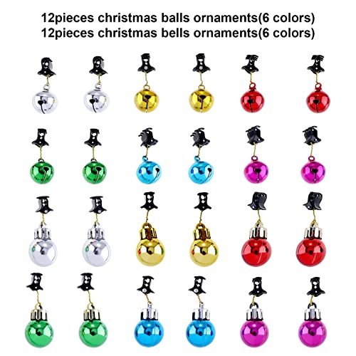 JOVITEC 24-Piece Christmas Beard Ornaments Set with Bells & Clips