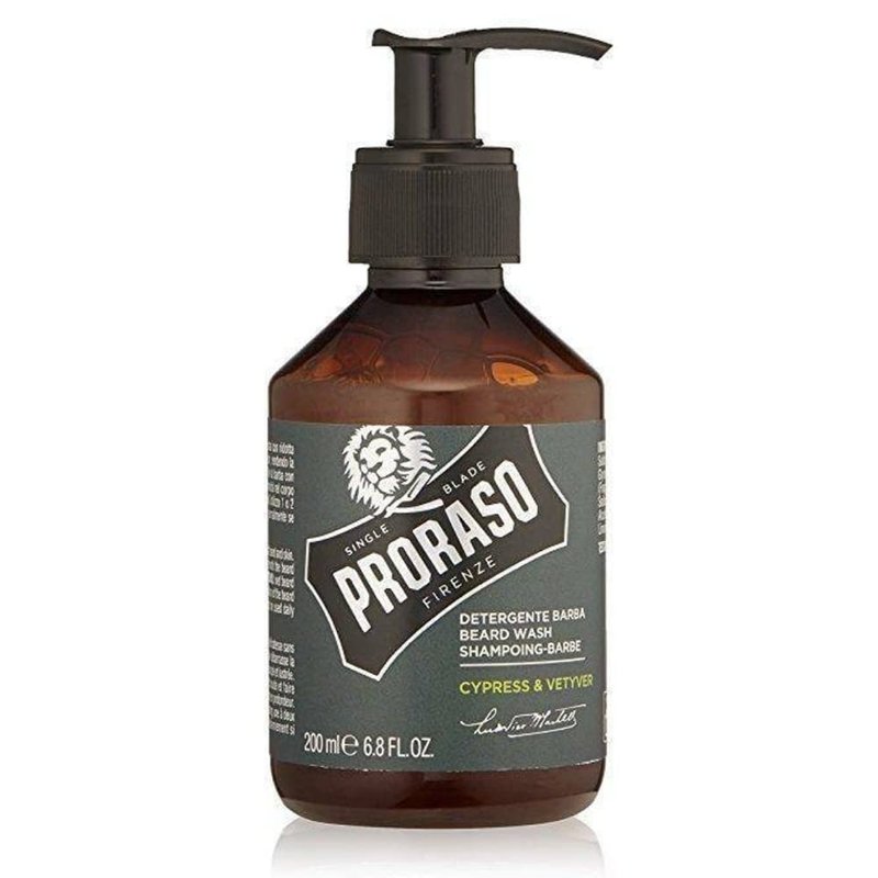 Proraso Cypress and Vetyver Beard Wash - Moisturizing & Cleansing Bergamot & Vetiver Beard and Face Wash - Men's Facial Cleanser - 6.8oz