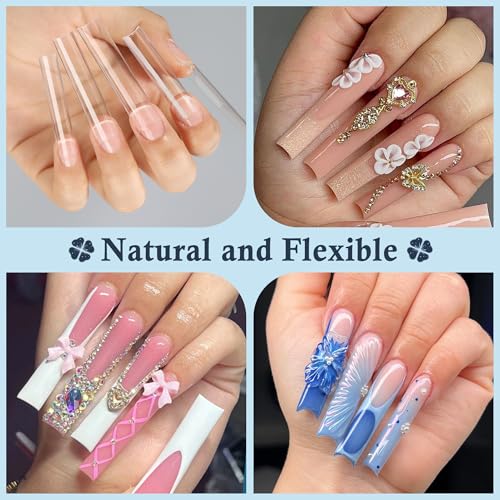 Luckyfairy 3XL Long Square Nail Tips - 240pcs Soft Gel Press-On