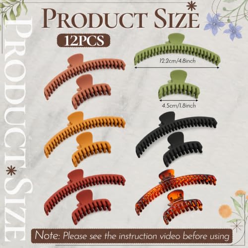 Tigeen 12 Pack Hair Clips Set - 4.7 Inch & 1.8 Inch Claw Clips for Thick & Thin Hair