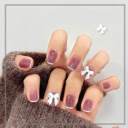 100 Pcs White Bow Nail Charms - 3D Resin Nail Decorations
