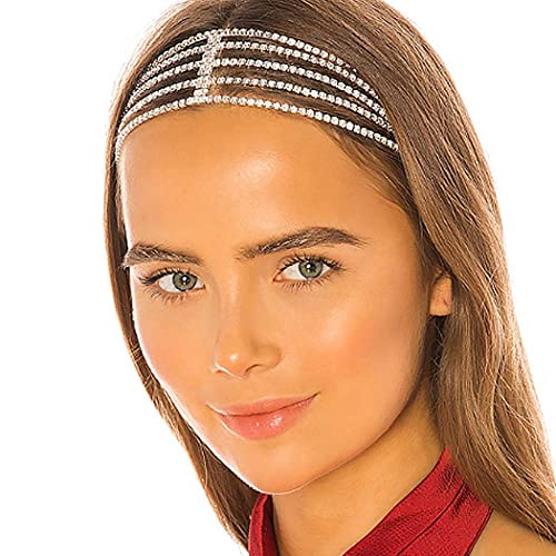 JEAIRTS Rhinestone Head Chain Crystal Forehead Bridal Prom Hair