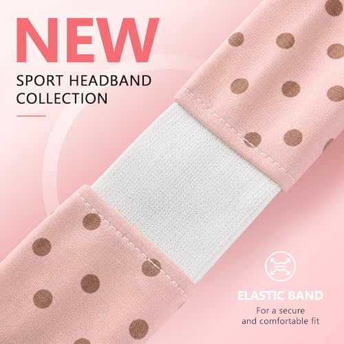 Ztomine Women's Polka Dot Wide Elastic Headbands - 8 Pack Non-Slip Yoga & Workout Hair Bands in Red, White, Black, Nude & Brown
