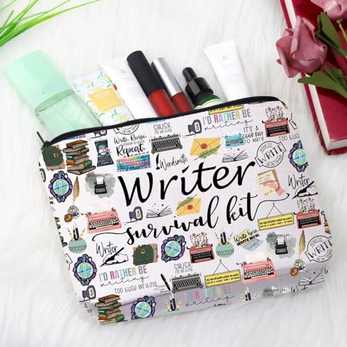 Writer Survival Kit Cosmetic Bag - Durable Canvas Makeup Organizer Pouch