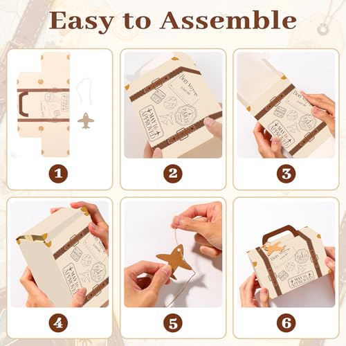12Pcs Vintage Travel Suitcase Gift Boxes with Tags & Stickers
