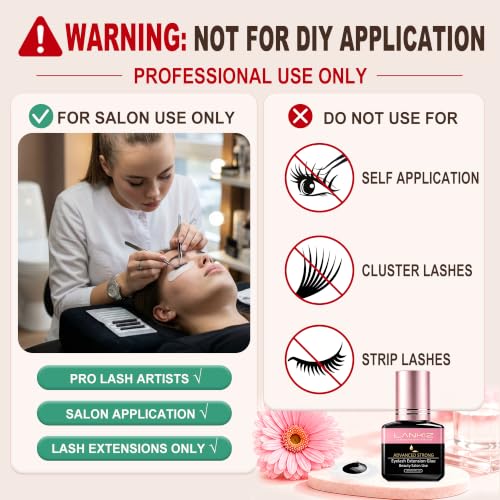 LANKIZ Professional Lash Extension Glue 10ml - 1 Sec Dry, 6 Week Hold, Salon Use