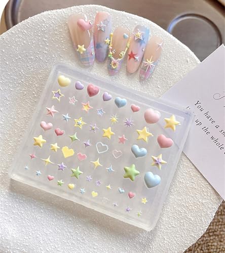 3D Silicone Nail Art Molds Set - Star, Heart & Hexagram Designs