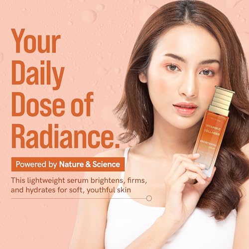 Fleur De Peau Vitamin C & Collagen Serum for Face – Anti-Aging & Brightening, Korean Skin Care, 95% Natural