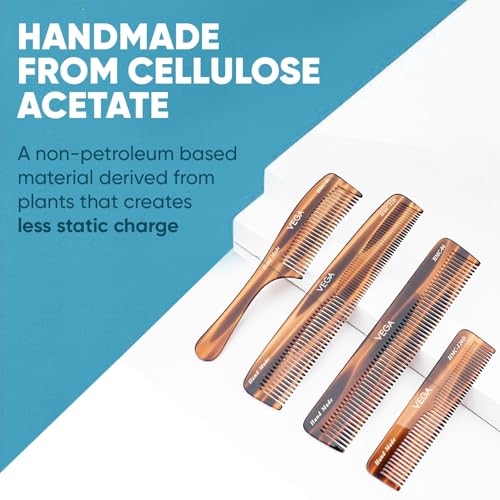 VEGA Hand Made Hair Comb Set - 4 Piece Professional Grooming Collection