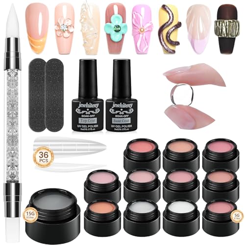 JEWHITENY 12-Color Non-Sticky Builder Gel Set for Nail Art