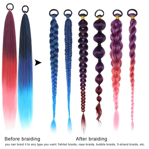 TruYang 2 Pack 26 Inch Yaki Straight Ponytail Extensions - Black