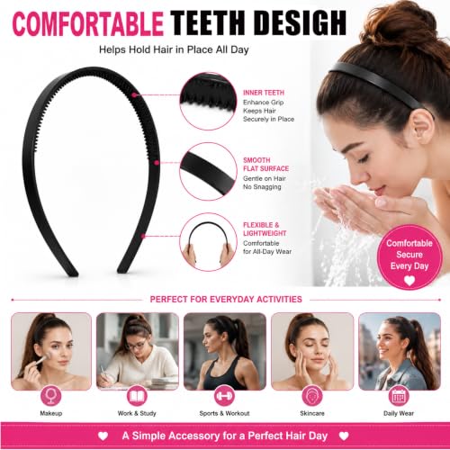 Candygirl 36pcs Black Plastic Headbands - DIY Craft Hairbands