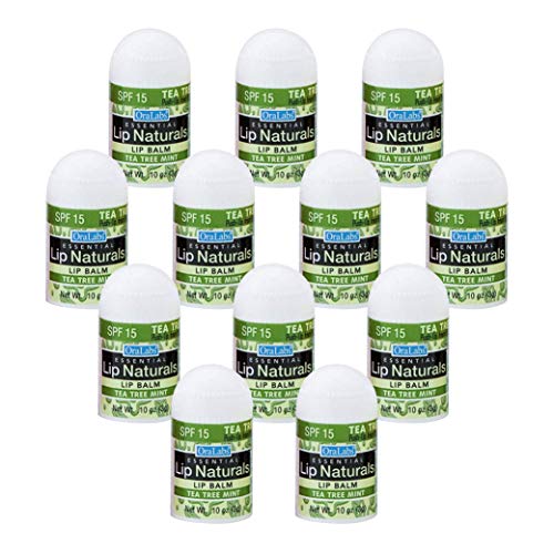 Lip Naturals Mini Tea Tree Balm SPF 15 - USA Made with Coconut & Peppermint (12-count)