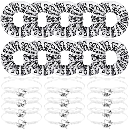 Hanaive 20 Pcs Cheerleader Bracelet & Scrunchies Set, White Variation