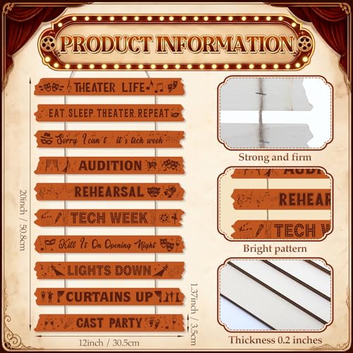Wooden Theater Wall Decor - 10 Panel Musical Drama Hanging Sign