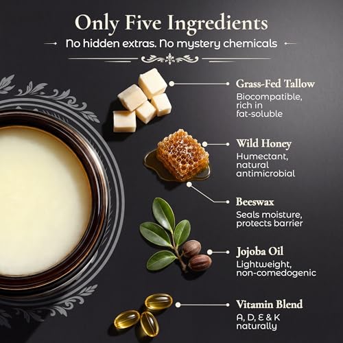 Meli & Moor Grass-Fed Beef Tallow Balm with Wild Honey – 2 oz Moisturizer