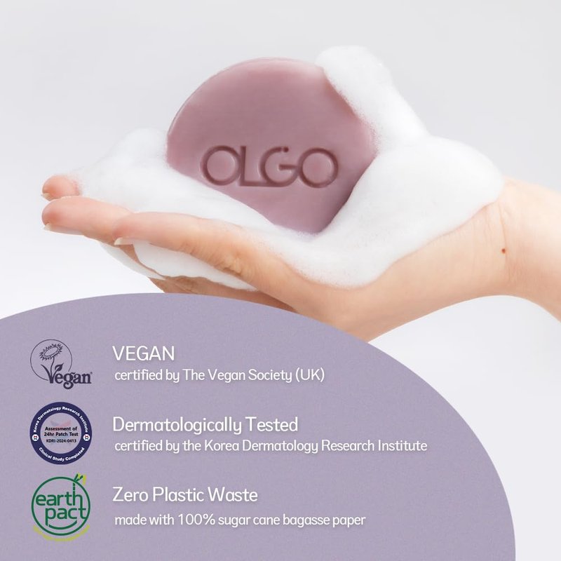 OLGO Rice Cleansing Bar | Crystal clear & Moist skin with fermented Korean rice water and natural lavender oil | vegan, sulfate-free, paraben-free (3.5 oz)