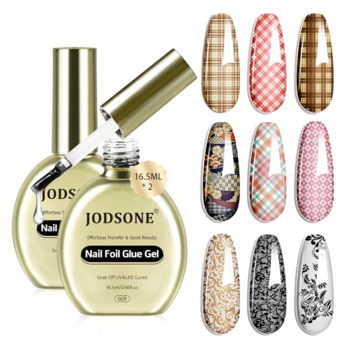 JODSONE A3 Nail Foil Glue 16.5ML Clear Transfer Gel for Nail Art, High Adhesion, Cures Under UV/LED Lamp - Salon & DIY