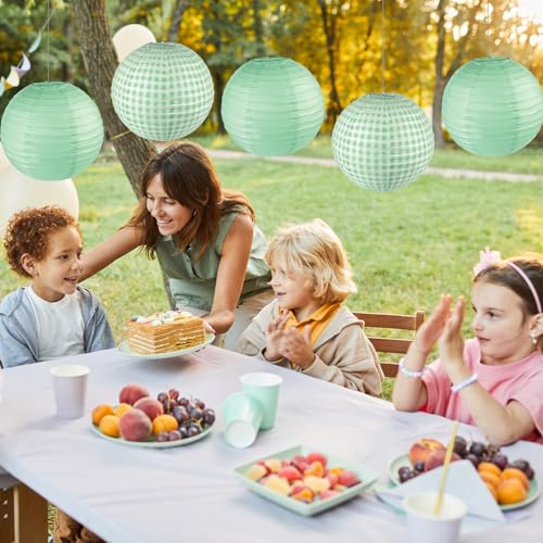 6-Pack Sage Green Paper Lanterns for Party Decorations
