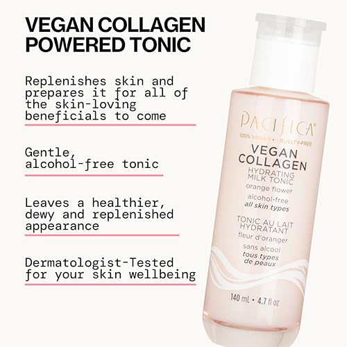 Pacifica Vegan Collagen Hydrating Milk Tonic - Moisturizing Face Toner with Hyaluronic Acid & Chamomile