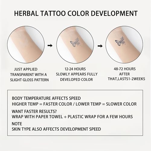 Gothic 12 Pcs Jagua Temporary Tattoo Stickers - Waterproof & Realistic